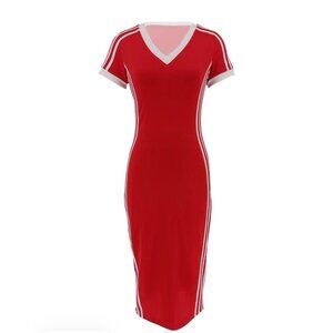 Casual Dress with White Stripe Accent